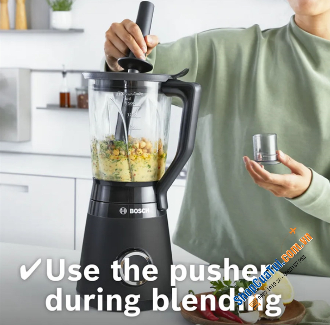 Máy say sinh tố Bosch MMB6176B Blender VitaPower 1200W Black - xay các món yêu thích: smoothie – detox – sữa hạt – đá xay mịn