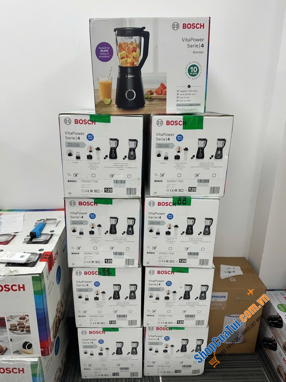 Máy say sinh tố Bosch MMB6176B Blender VitaPower 1200W Black - xay các món yêu thích: smoothie – detox – sữa hạt – đá xay mịn