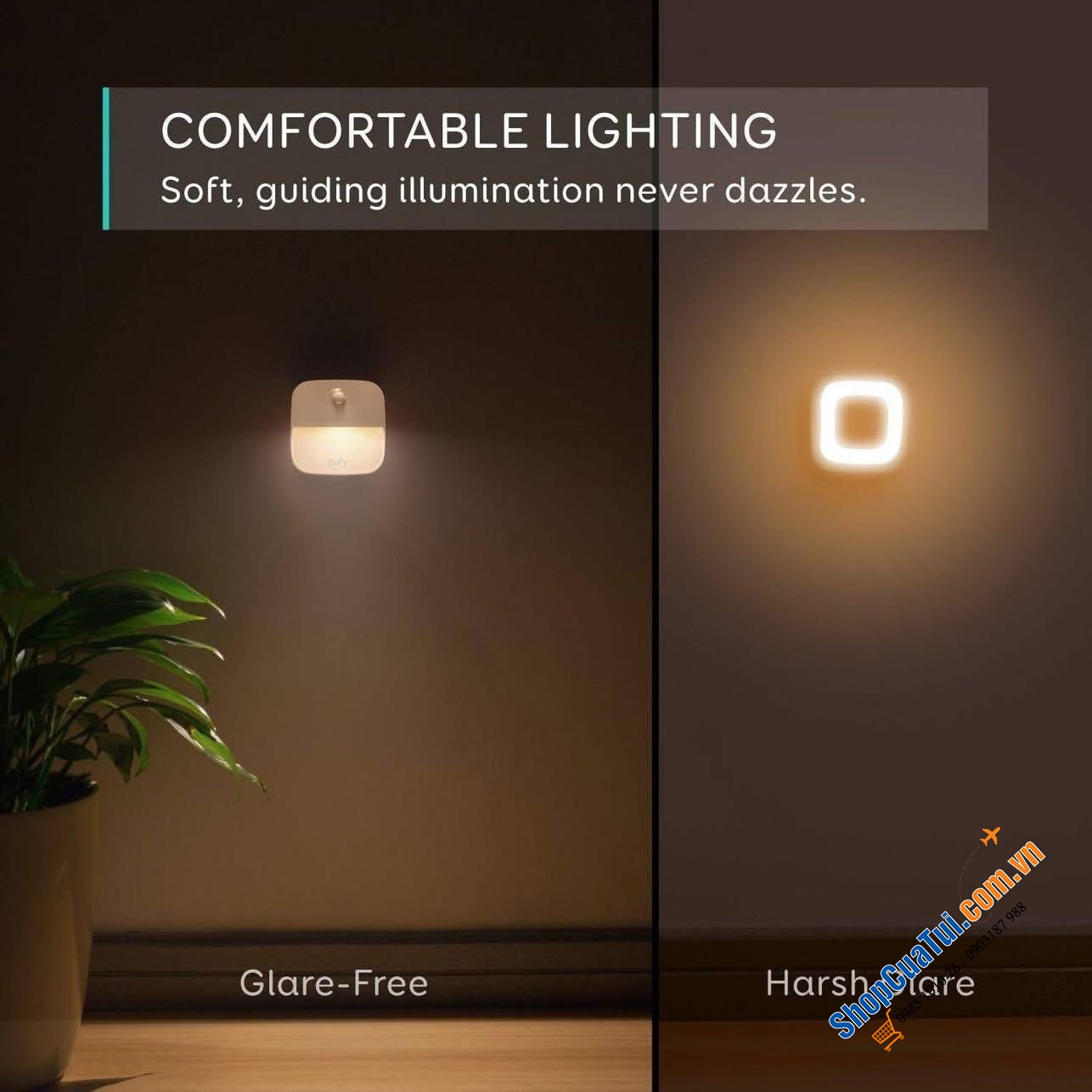 Set 3 ĐÈN LED CẢM ỨNG EUFY V1 không CẦN Ổ ĐIỆN, TỰ CẢM ỨNG, LÝ TƯỞNG BAN ĐÊM cho mọi nơi (phòng ngủ, hành lang,tủ quần áo, phòng trẻ em...)