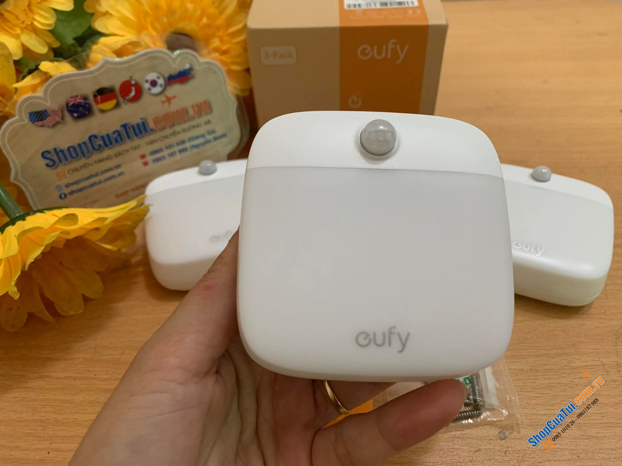 Set 3 ĐÈN LED CẢM ỨNG EUFY V1 không CẦN Ổ ĐIỆN, TỰ CẢM ỨNG, LÝ TƯỞNG BAN ĐÊM cho mọi nơi (phòng ngủ, hành lang,tủ quần áo, phòng trẻ em...)