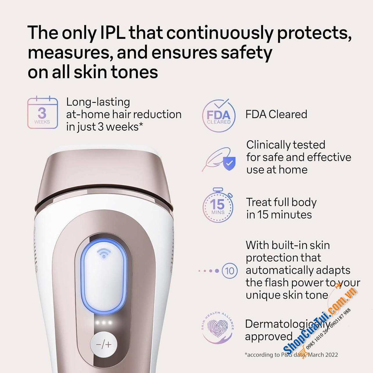 Máy triệt lông thông minh Braun Skin i·expert Smart IPL - PL7219 - Made in UK. (Model mới nhất, xịn xò nhất của Braun, đi kèm 3 đầu triệt & kết nối App) tặng kèm máy tẩy lông mặt & dao cạo.