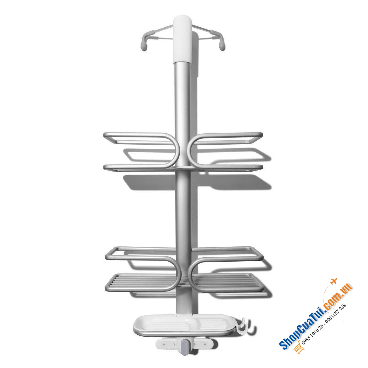 Giá treo vách kính Oxo - Giá để đồ bằng nhôm OXO Good Grips dành cho cửa phòng tắm