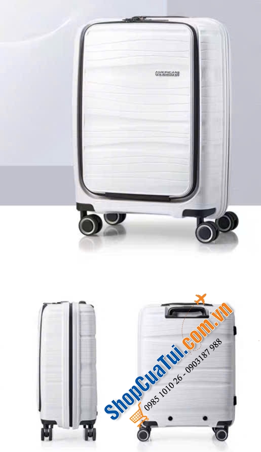 VALI AMERICAN TOURISTER HAIMA size cabin 20 inch - VALY DU LỊCH với ngăn đựng Laptop mặt trước, cổng sạc USB tiện ích đẳng cấp