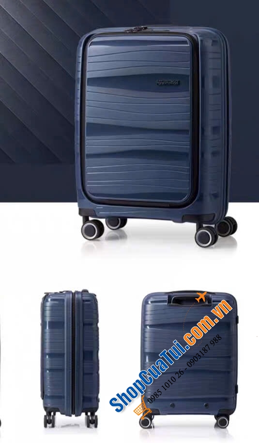 VALI AMERICAN TOURISTER HAIMA size cabin 20 inch - VALY DU LỊCH với ngăn đựng Laptop mặt trước, cổng sạc USB tiện ích đẳng cấp