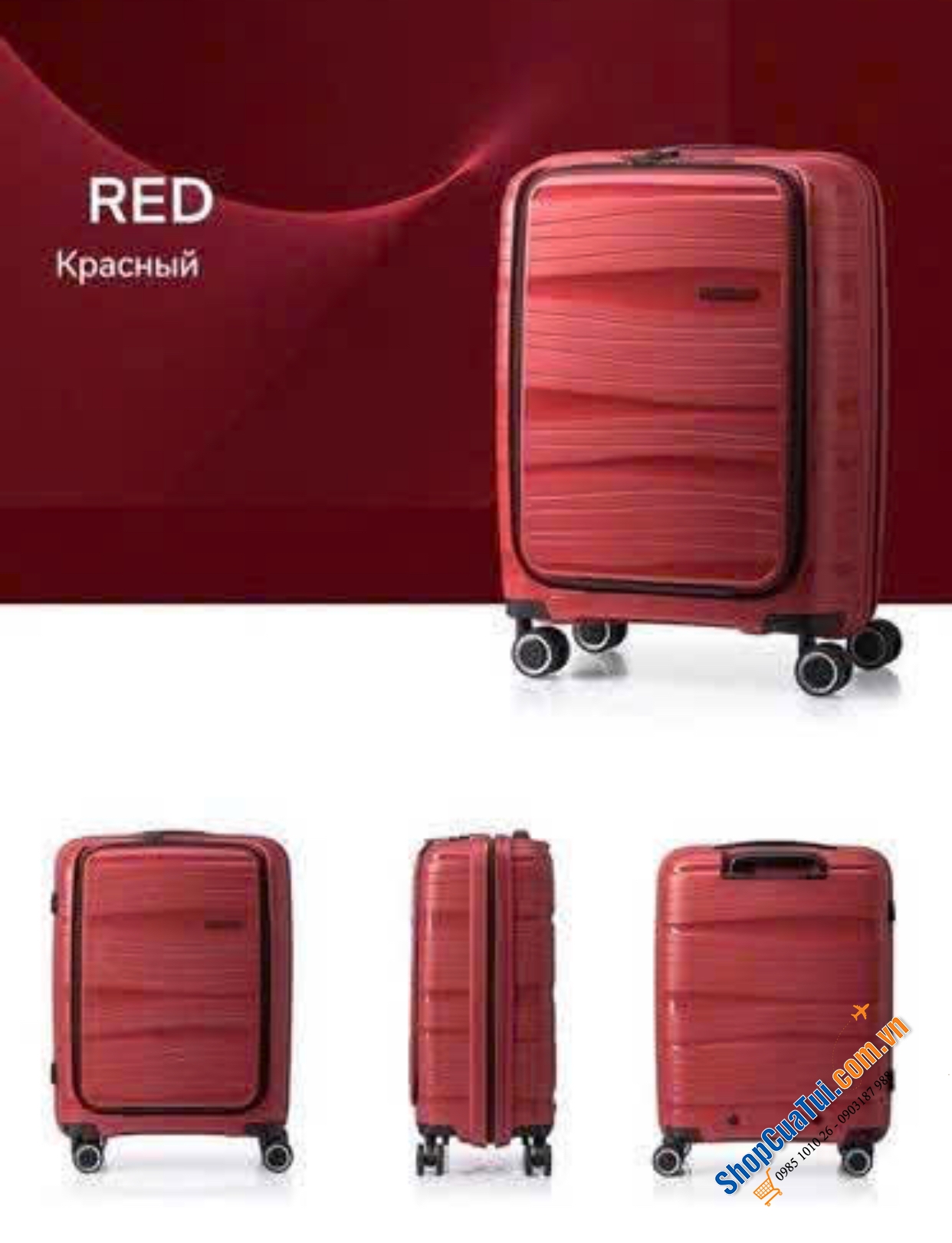VALI AMERICAN TOURISTER HAIMA size cabin 20 inch - VALY DU LỊCH với ngăn đựng Laptop mặt trước, cổng sạc USB tiện ích đẳng cấp