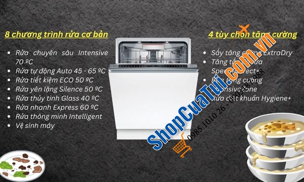 Máy rửa bát âm tủ Bosch SMD8TCX04E serie 8 model 2025 - CHẠM NHẸ LÀ MỞ, SANG TRỌNG TỪ CÁI NHÌN ĐẦU TIÊN