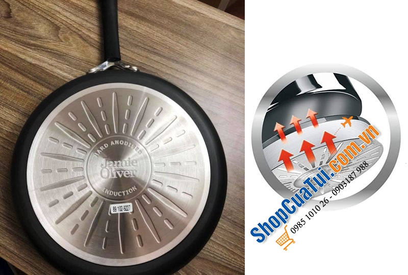 CHẢO TEFAL JAMIE OLIVER HARD ANODIZED 28CM TAY CẦM CÁN NHỰA.