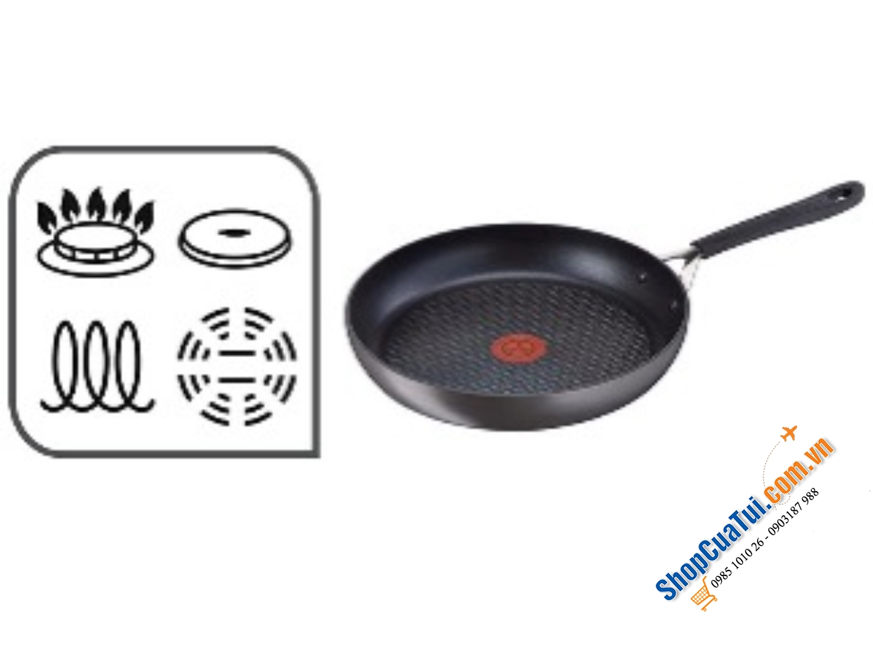 CHẢO TEFAL JAMIE OLIVER HARD ANODIZED 28CM TAY CẦM CÁN NHỰA.