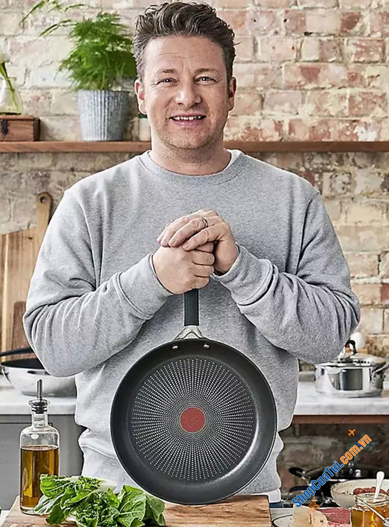 CHẢO TEFAL JAMIE OLIVER HARD ANODIZED 28CM TAY CẦM CÁN NHỰA.