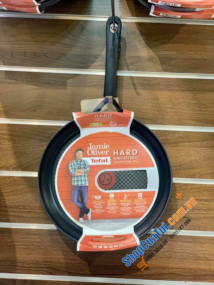 CHẢO TEFAL JAMIE OLIVER HARD ANODIZED 28CM TAY CẦM CÁN NHỰA.