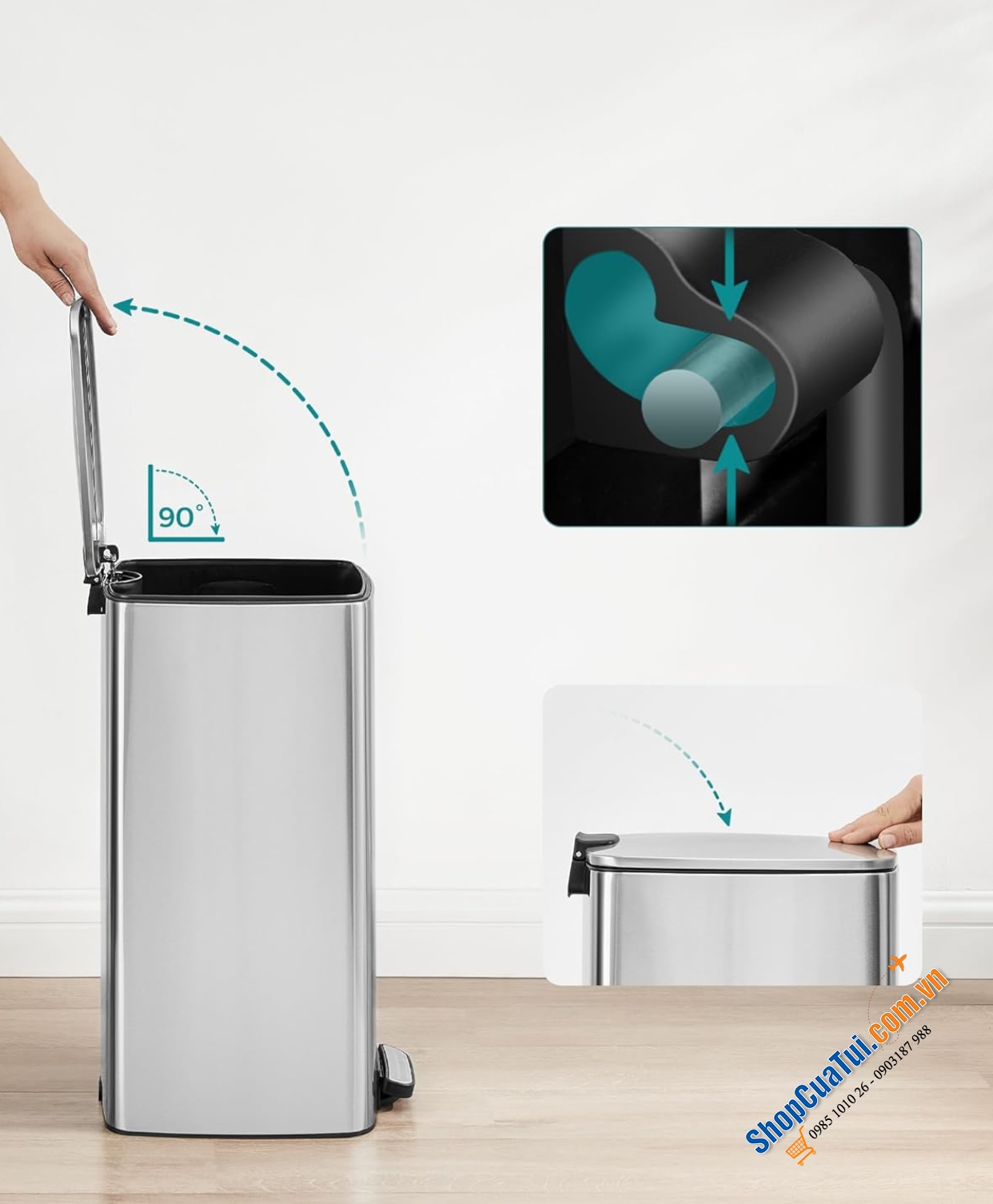 Thùng rác 30L chống ồn Songmics LTB593E01.