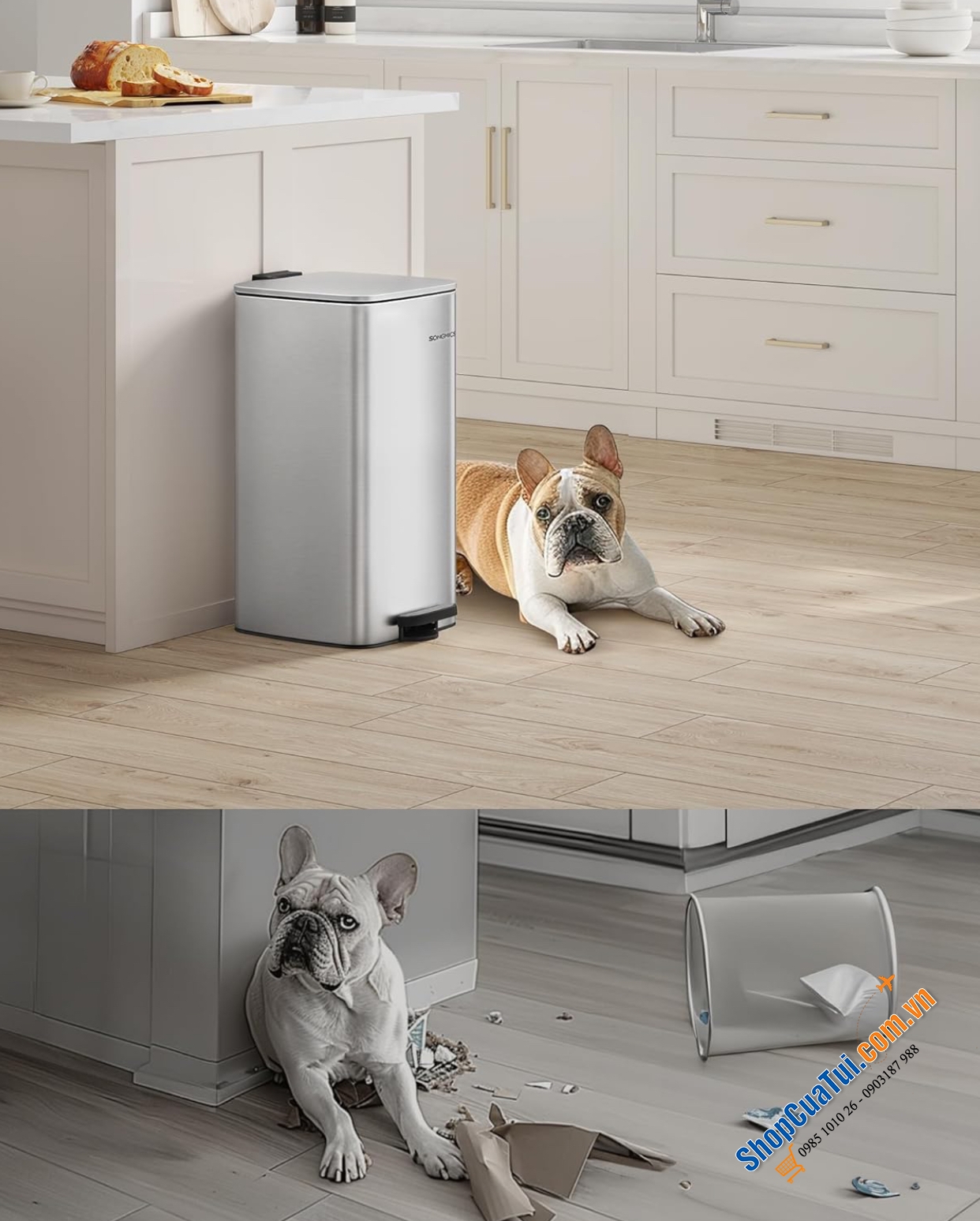 Thùng rác 30L chống ồn Songmics LTB593E01.