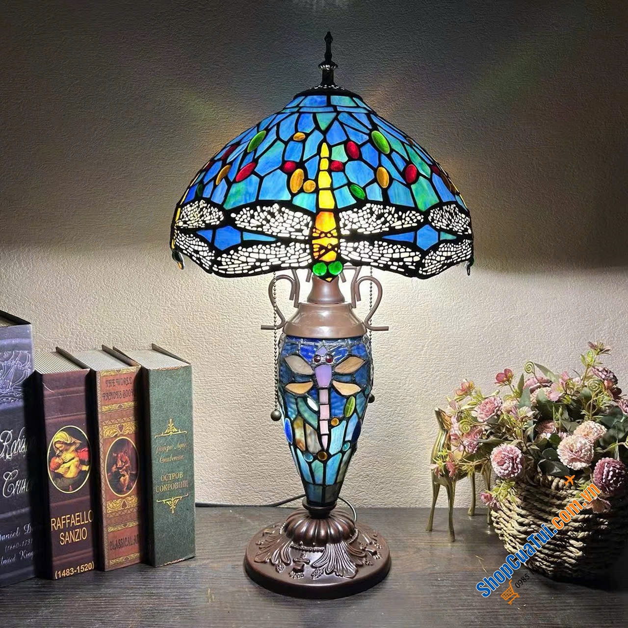 Đèn bàn Tiffany cao 60cm, chao đèn 40cm hoặc 30cm – Vẻ Đẹp Nghệ Thuật Trong Từng Ánh Sáng!