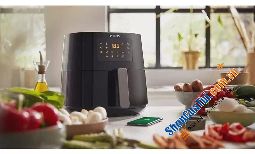 Nồi chiên không dầu Philips HD9280/90 XL màu đen.