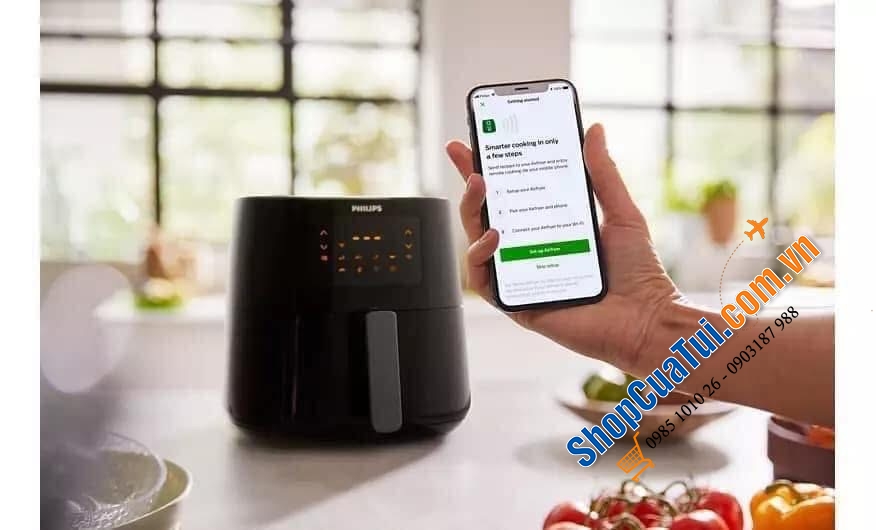 Nồi chiên không dầu Philips HD9280/90 XL màu đen.