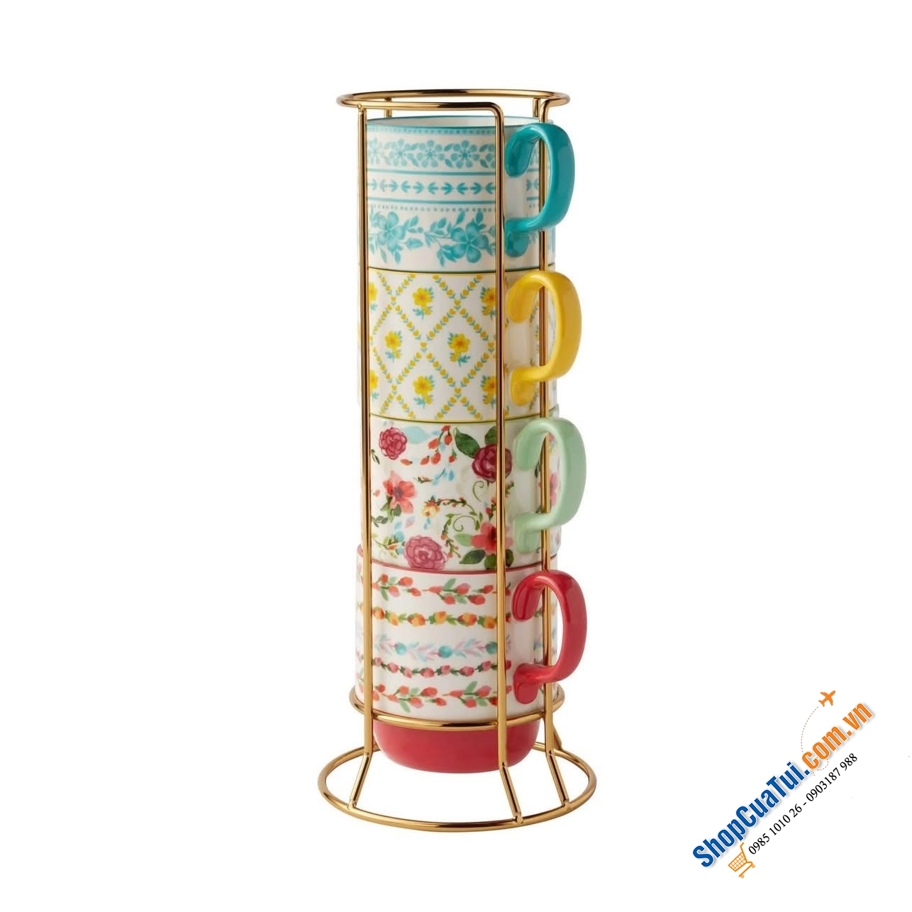 Sét cốc kèm giá 5 món The Pioneer Woman Ditsy.
