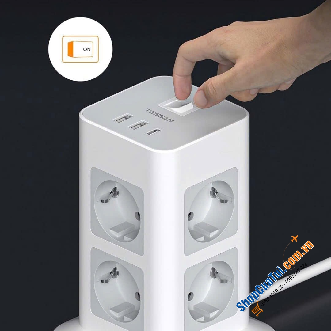 Ổ CẮM CHỐNG SÉT ĐA NĂNG TESSAN 3600W – Giải pháp an toàn cho thiết bị điện và gọn gàng cho mọi gia đình hiện đại