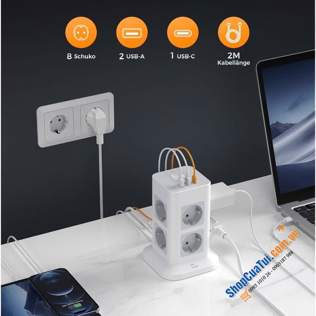 Ổ CẮM CHỐNG SÉT ĐA NĂNG TESSAN 3600W – Giải pháp an toàn cho thiết bị điện và gọn gàng cho mọi gia đình hiện đại