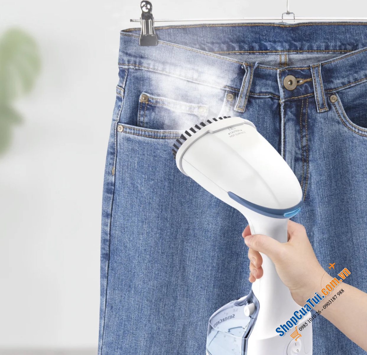 BÀN LÀ HƠI NƯỚC CẦM TAY SILVERCREST SDMF 1300B1 màu trắng xanh.