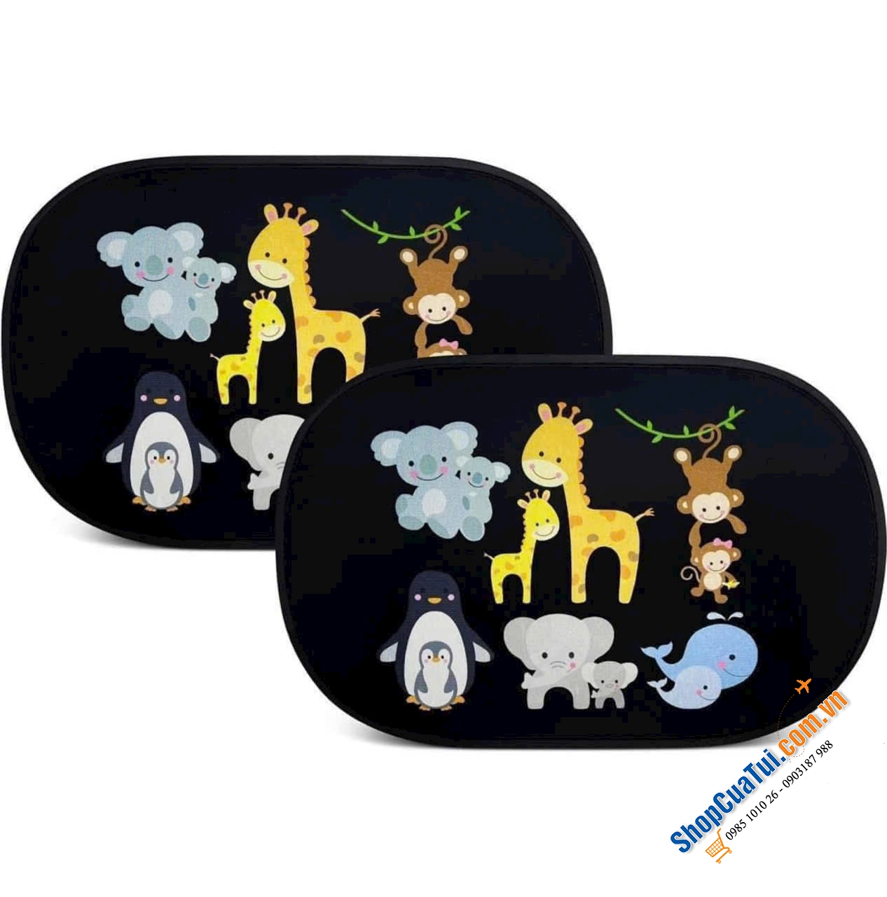 SET TẤM CHẮN NẮNG Ô TÔ HECKBO HÌNH THÚ CÓ CHÂN CAO SU