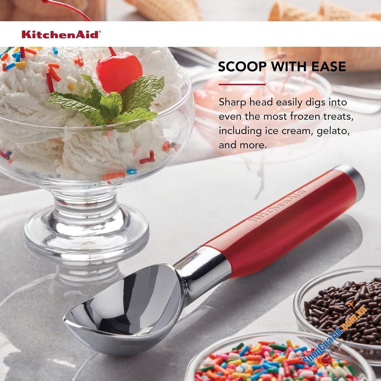 Muôi múc kem Kitchenaid Classic màu đỏ
