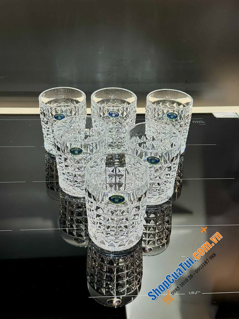 BỘ 6 CỐC PHA LÊ BOHEMIA DIAMOND TUMBLER 230ML.