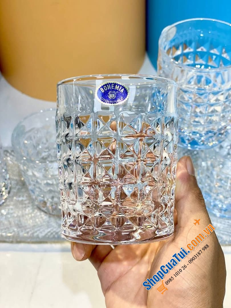 BỘ 6 CỐC PHA LÊ BOHEMIA DIAMOND TUMBLER 230ML.