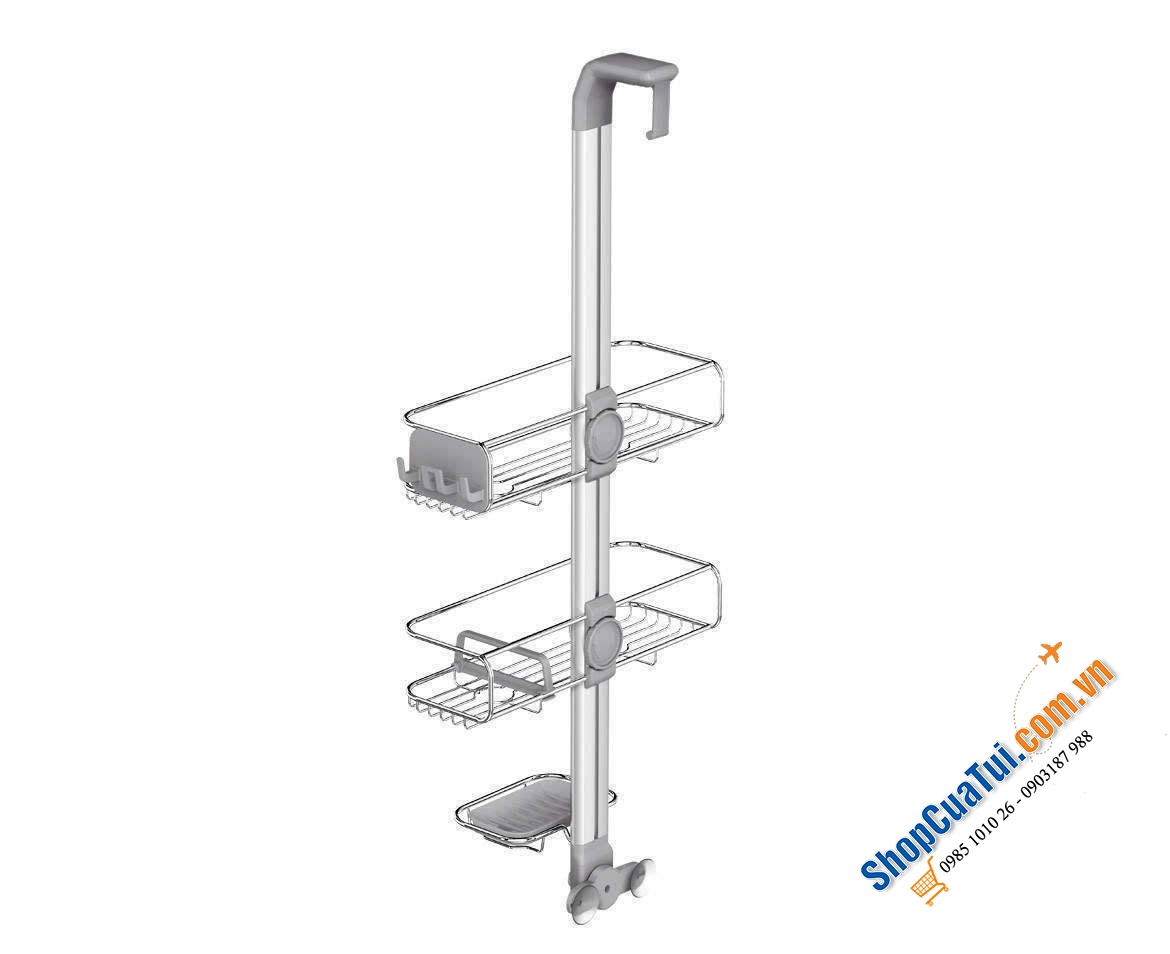 Giá để dụng cụ nhà tắm Caddy Simplehuman loại treo vách kính, không cần khoan đục.