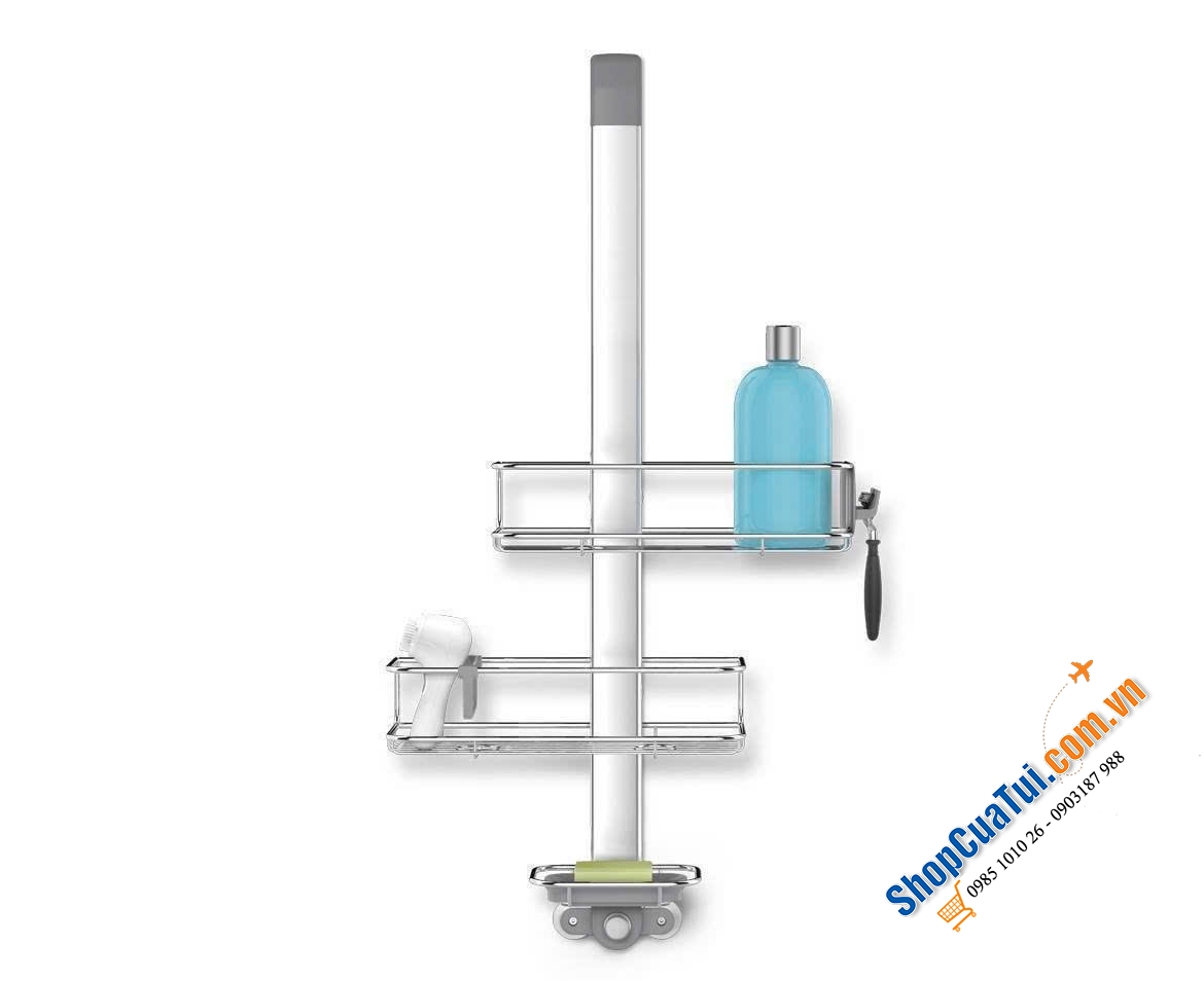 Giá để dụng cụ nhà tắm Caddy Simplehuman loại treo vách kính, không cần khoan đục.