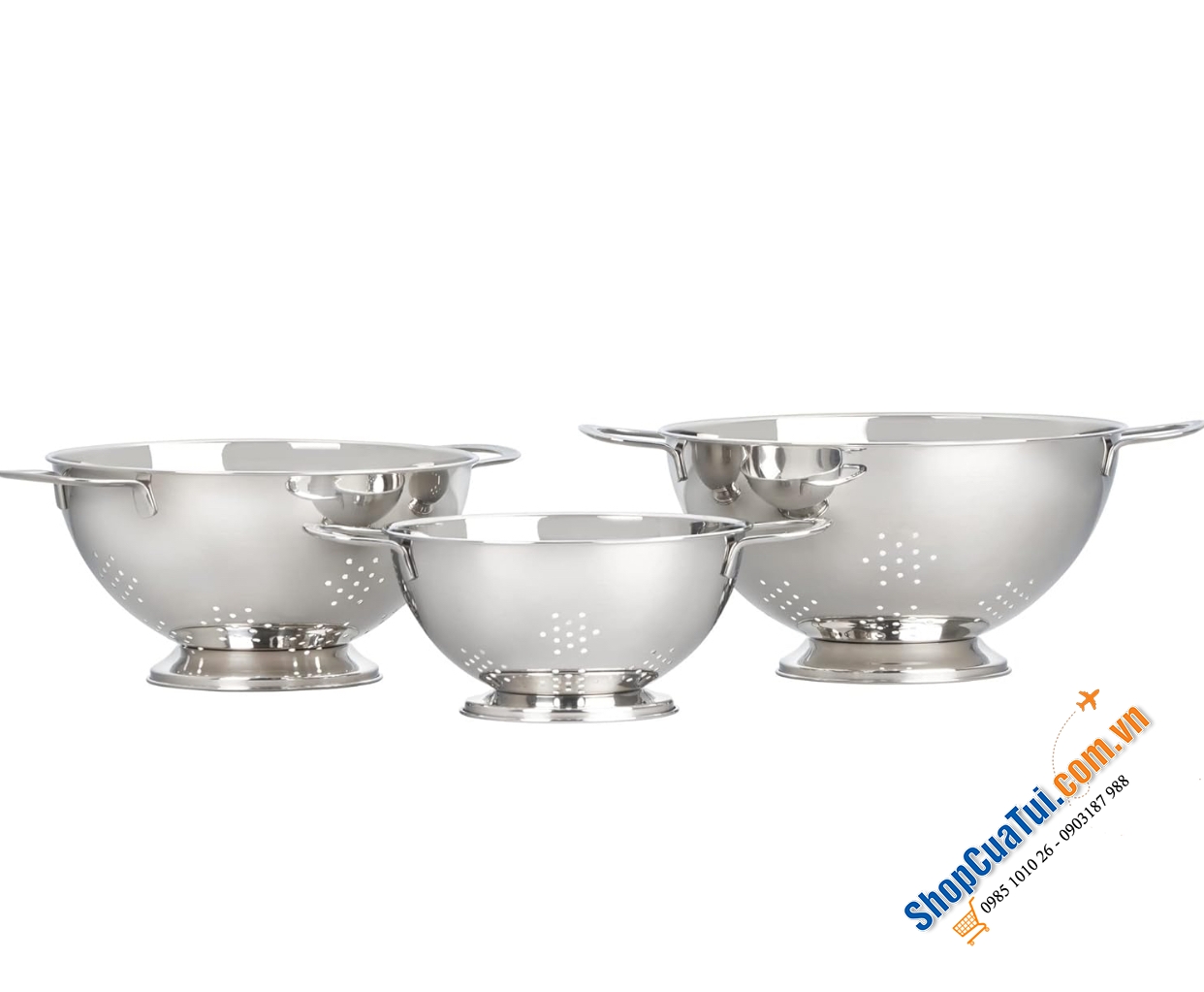 SET 3 RỔ INOX CAO CẤP LE CREUSET 27-31-33cm