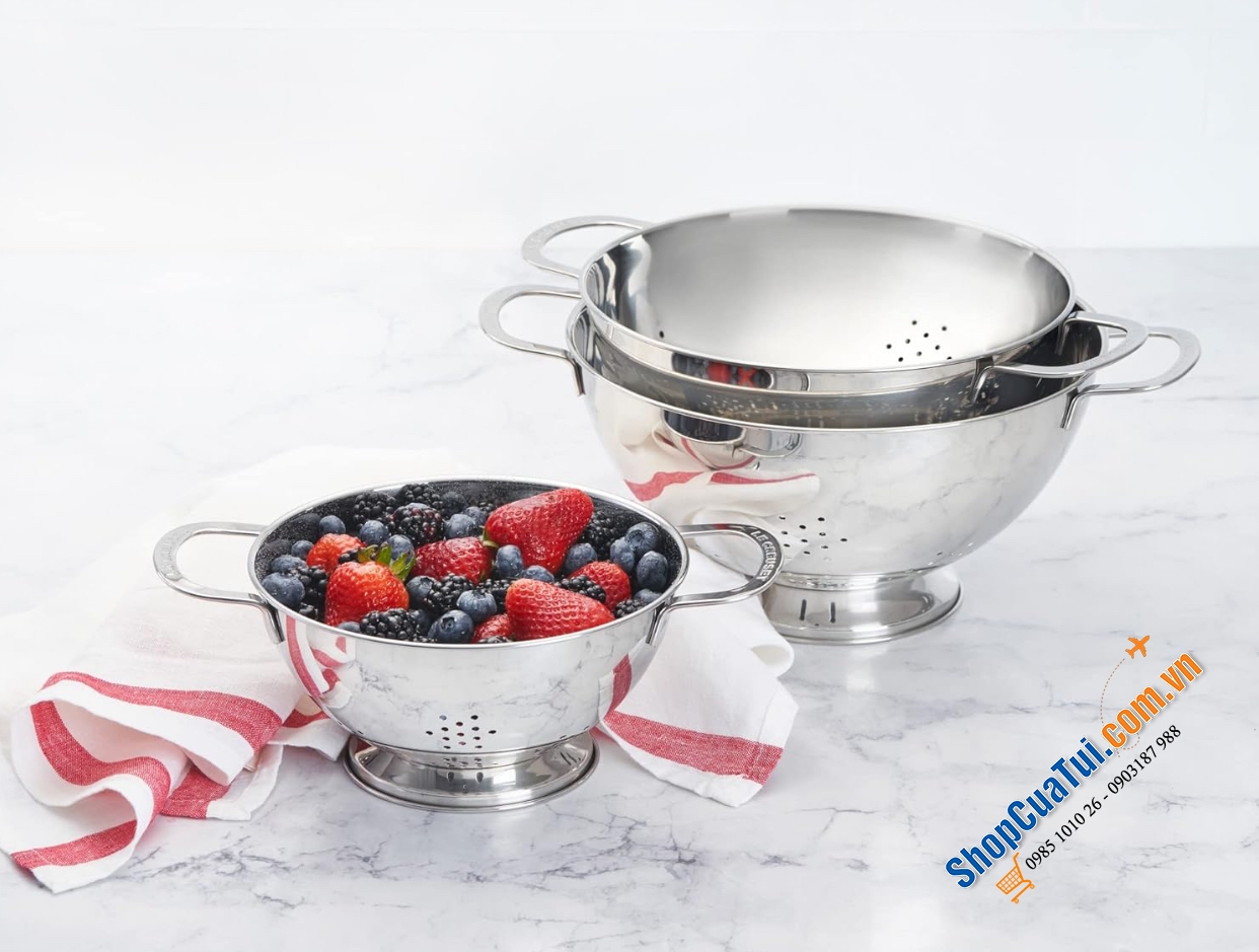 SET 3 RỔ INOX CAO CẤP LE CREUSET 27-31-33cm
