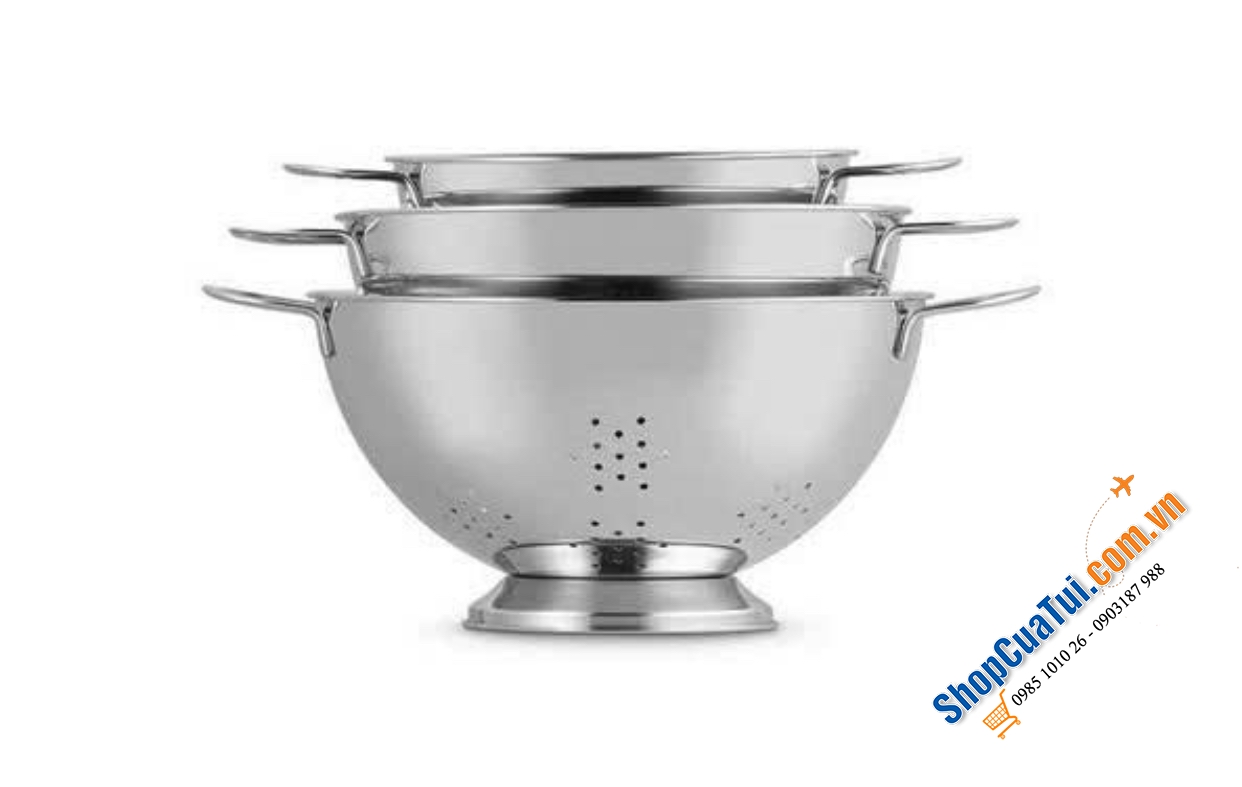SET 3 RỔ INOX CAO CẤP LE CREUSET 27-31-33cm