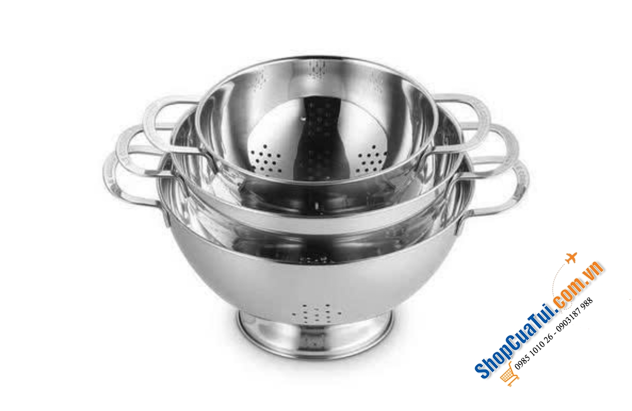 SET 3 RỔ INOX CAO CẤP LE CREUSET 27-31-33cm