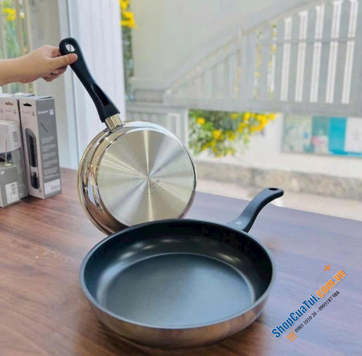 Chảo chống dính WMF Devil Platinum cán nhựa Size 20cm - 24cm - 28cm.