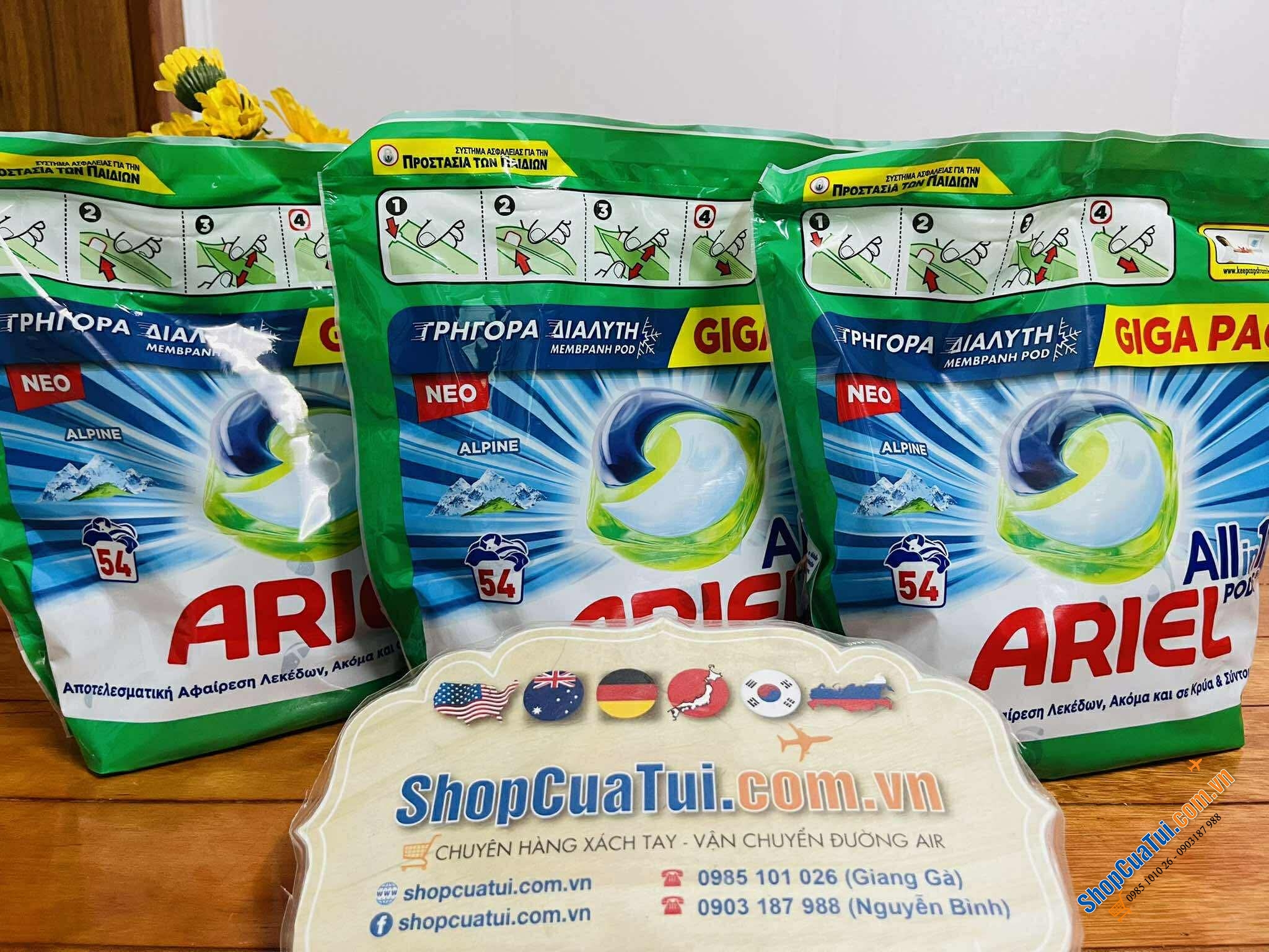 VIÊN GIẶT ARIEL ALL-IN 1 PODS 54 VIÊN.