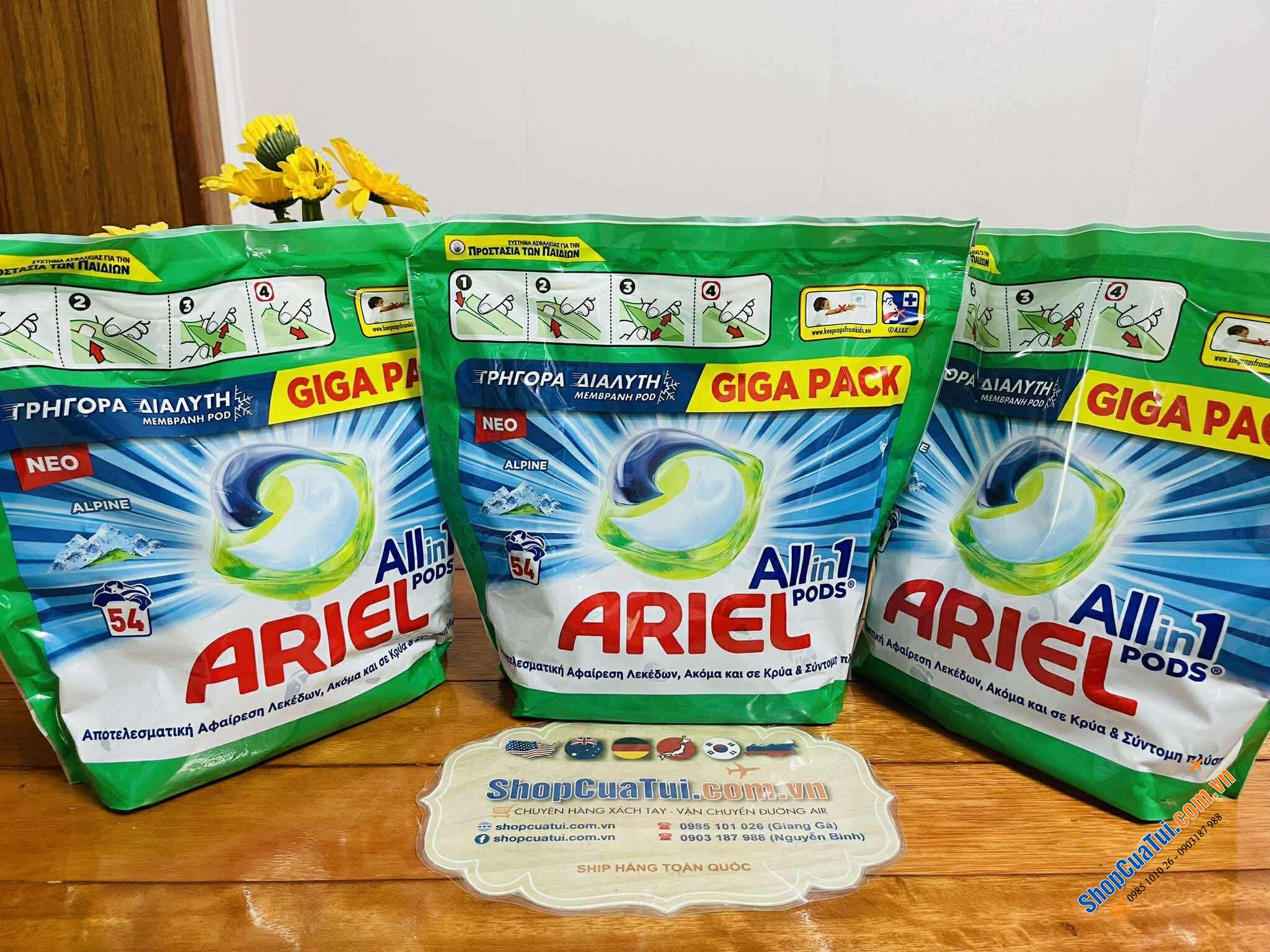 VIÊN GIẶT ARIEL ALL-IN 1 PODS 54 VIÊN.
