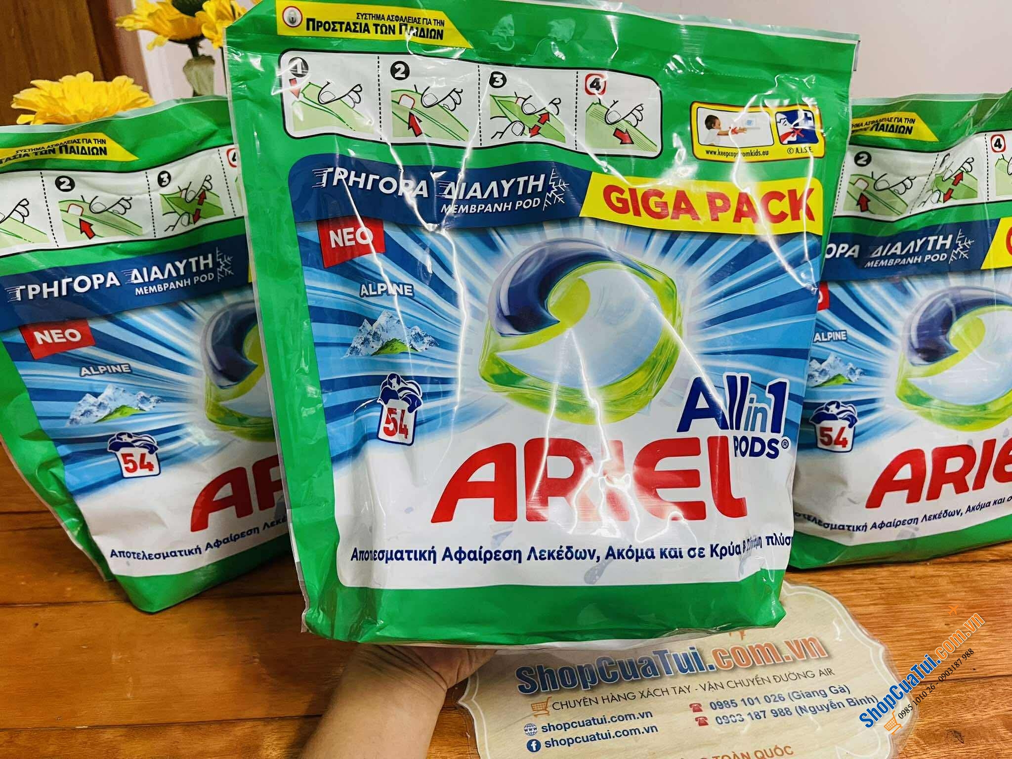 VIÊN GIẶT ARIEL ALL-IN 1 PODS 54 VIÊN.