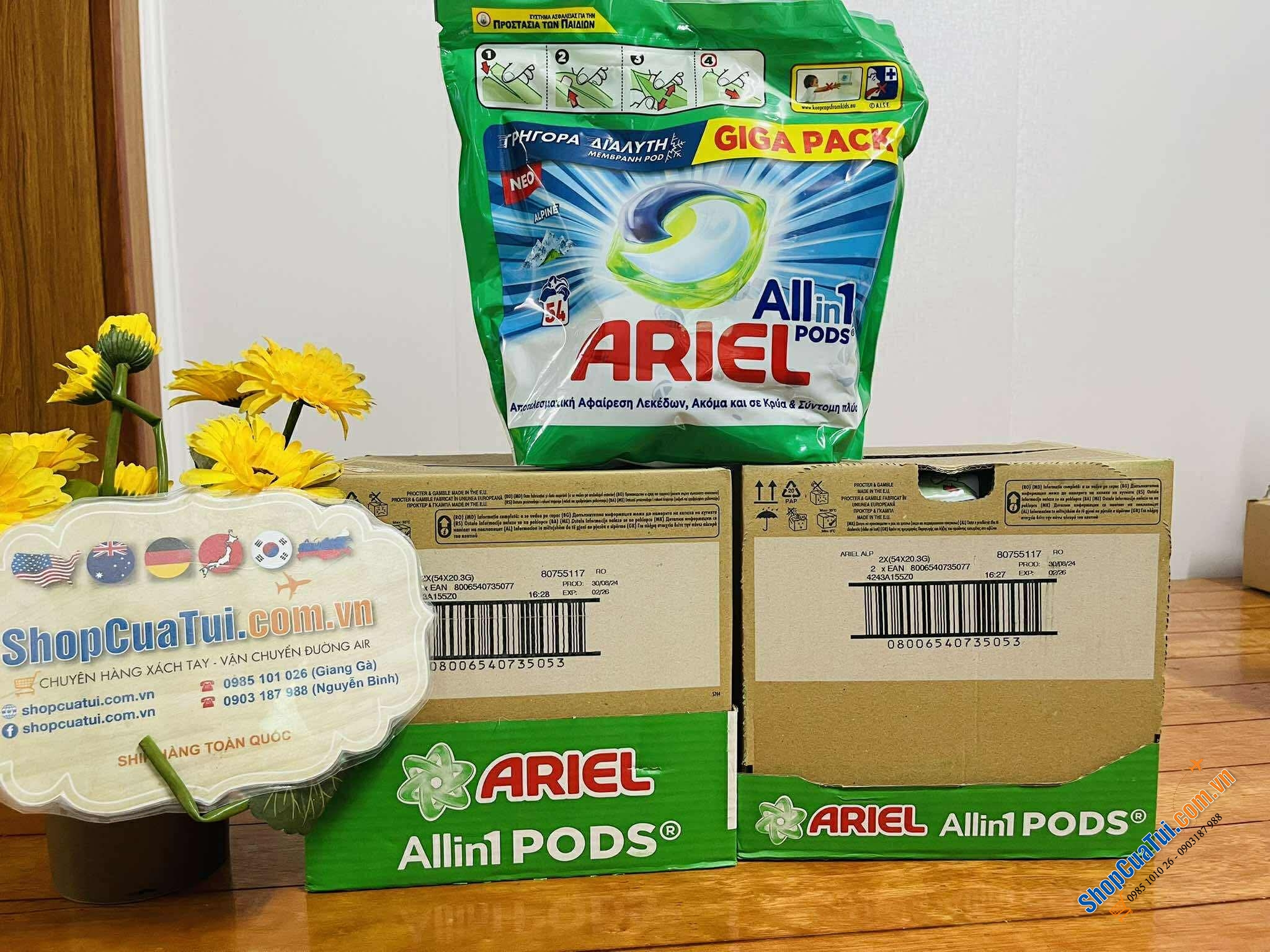 VIÊN GIẶT ARIEL ALL-IN 1 PODS 54 VIÊN.