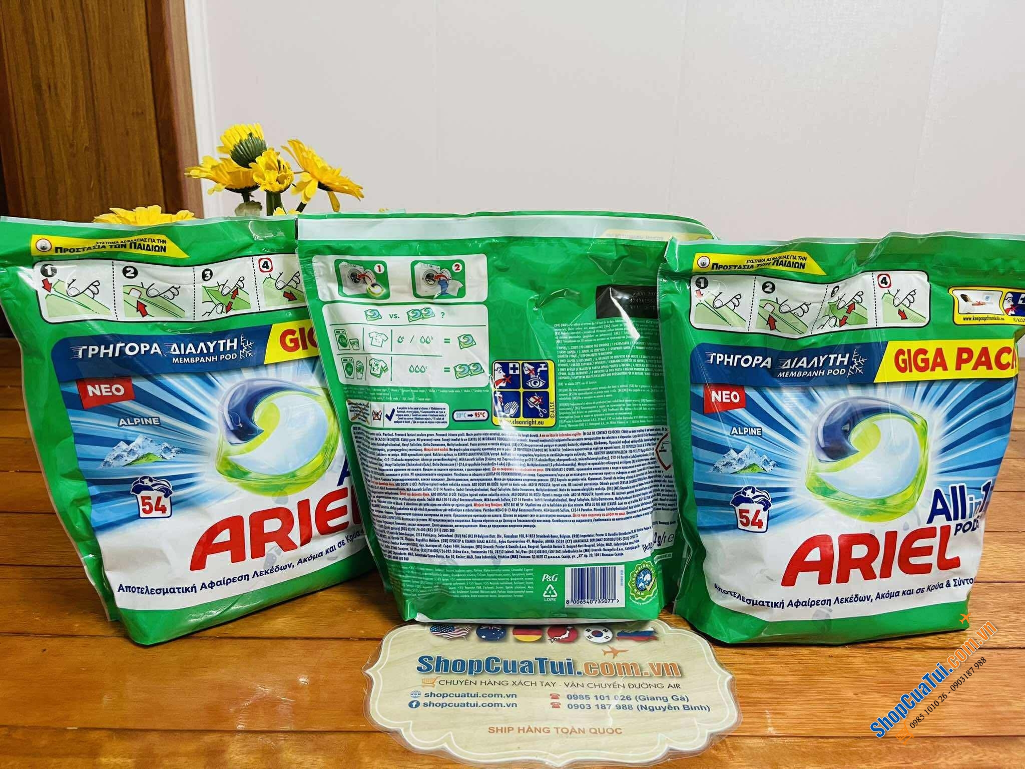VIÊN GIẶT ARIEL ALL-IN 1 PODS 54 VIÊN.