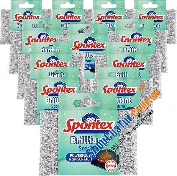 Set 3 miếng rửa bát, cọ nồi chảo chống dính Spontex Brilliant - Made in Spain.