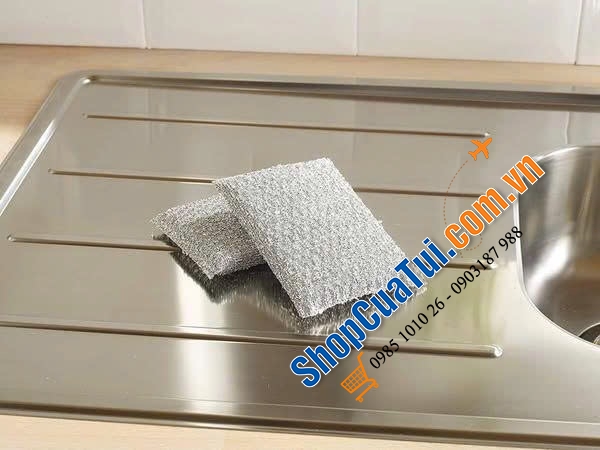 Set 3 miếng rửa bát, cọ nồi chảo chống dính Spontex Brilliant - Made in Spain.