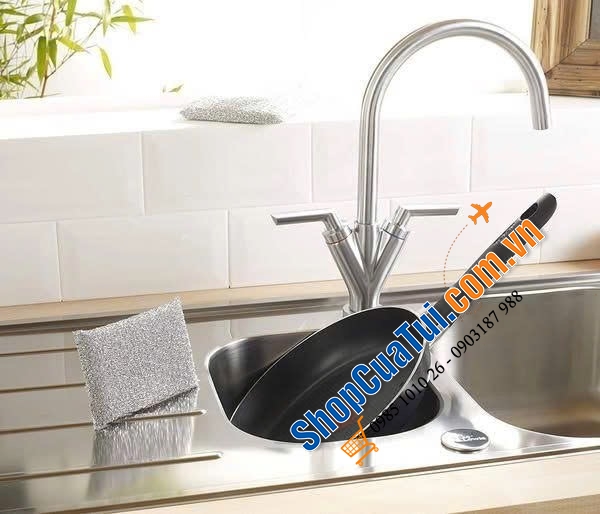 Set 3 miếng rửa bát, cọ nồi chảo chống dính Spontex Brilliant - Made in Spain.