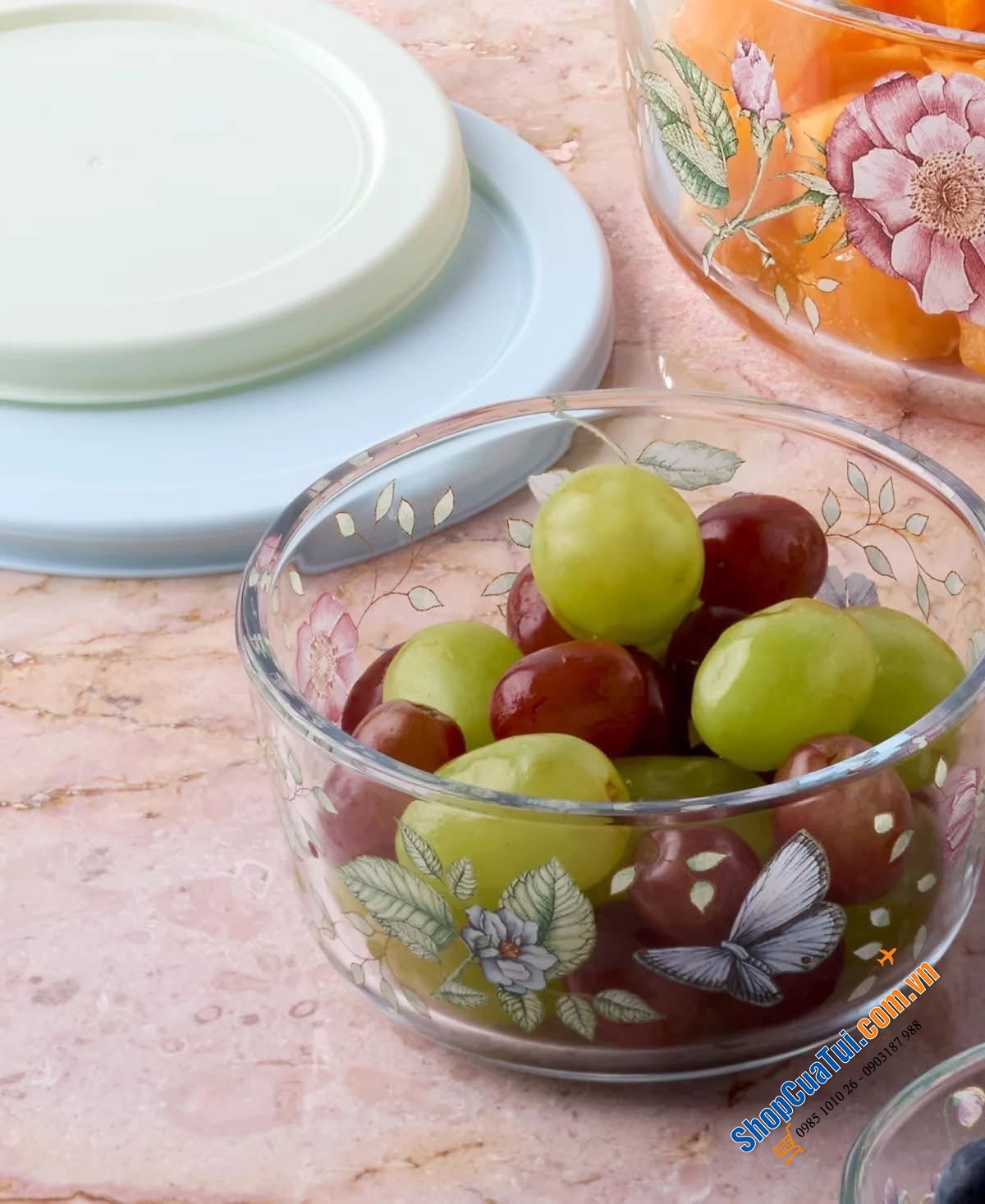 Sét hộp thủy tinh 4 món đựng thực phẩm Lenox Butterfly Meadow.