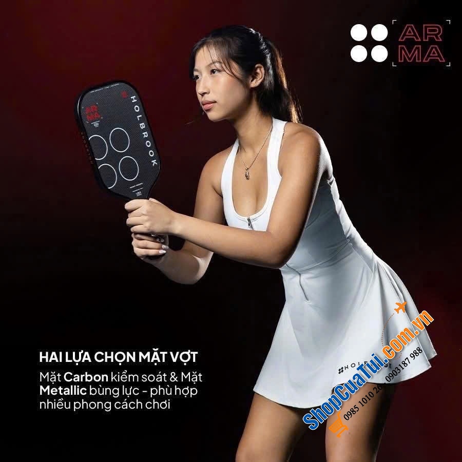 Vợt Pickleball HOLBROOK AERO T METALLIC 16mm – kiểm soát tuyệt vời, cảm giác bóng nhạy bén - Chuẩn thi đấu quốc tế USAPA Approved