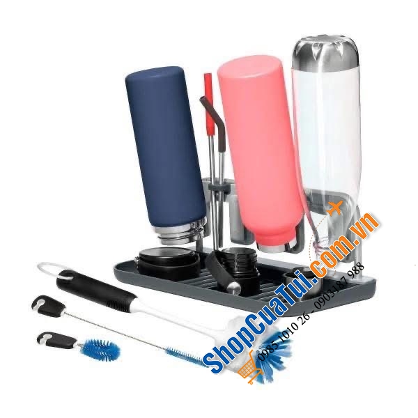 Trọn bộ dụng cụ cọ rửa & giá làm giáo nước bình cốc Oxo.