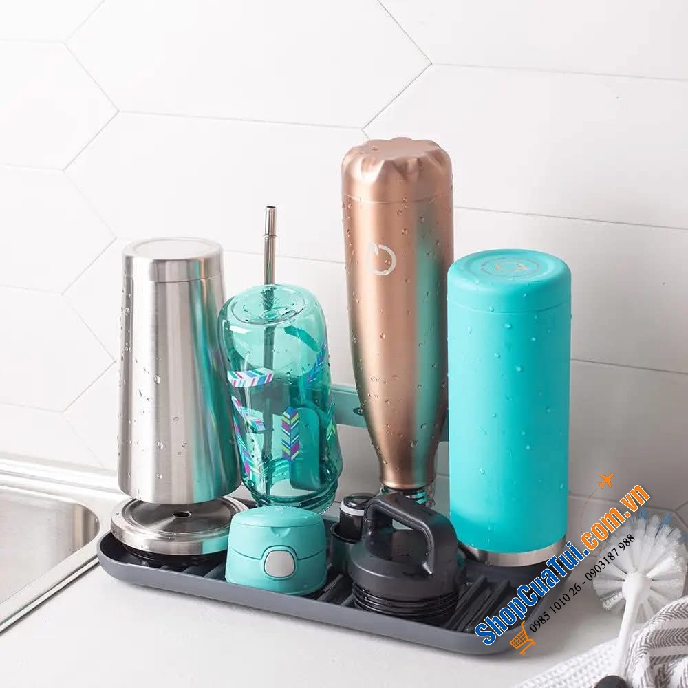 Trọn bộ dụng cụ cọ rửa & giá làm giáo nước bình cốc Oxo.