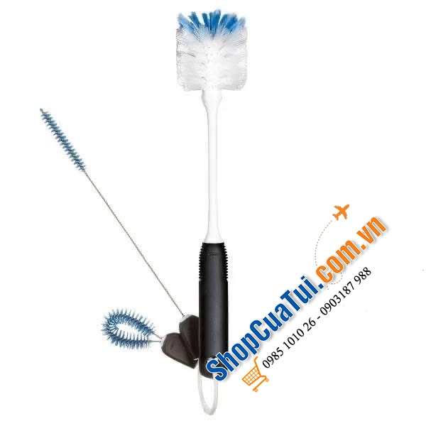 Trọn bộ dụng cụ cọ rửa & giá làm giáo nước bình cốc Oxo.