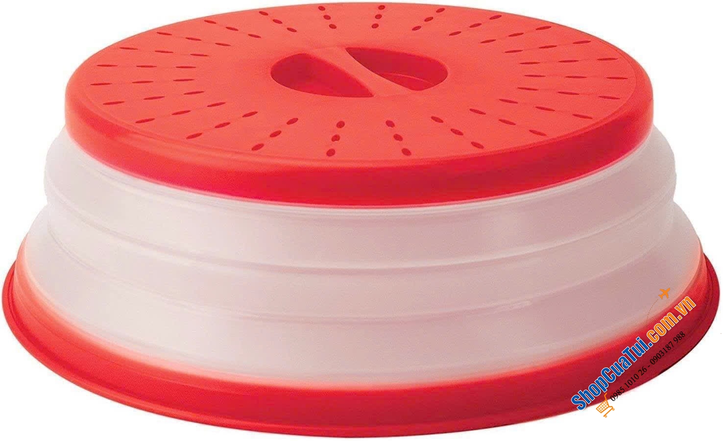 Nắp đậy thực phẩm bằng lò vi sóng TOVOLO có thể gấp gọn lại được.
