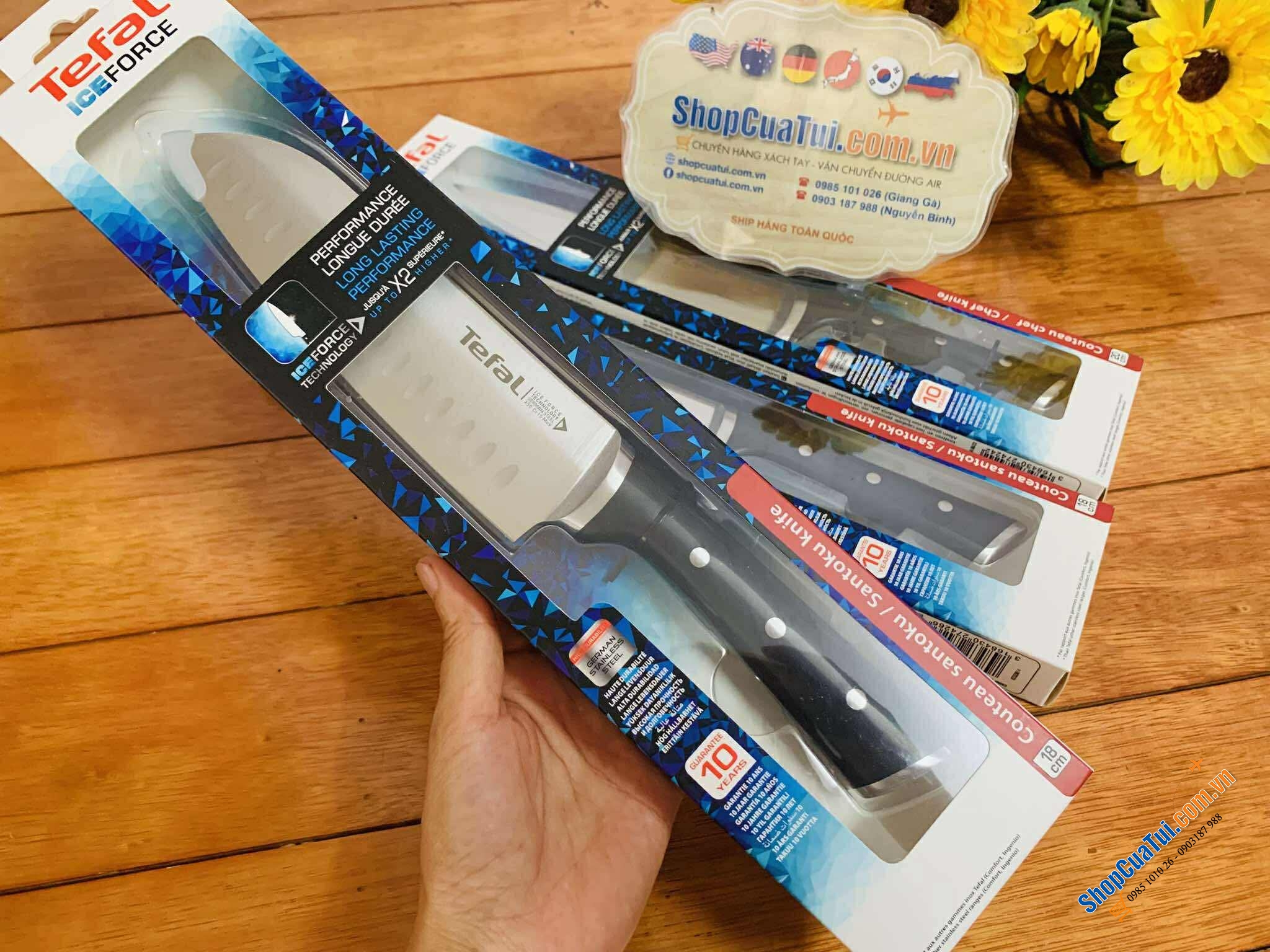 Dao Tefal Ice Force K23206 Santoku 18 cm mũi tù – Đỉnh cao của nghệ thuật cắt gọt