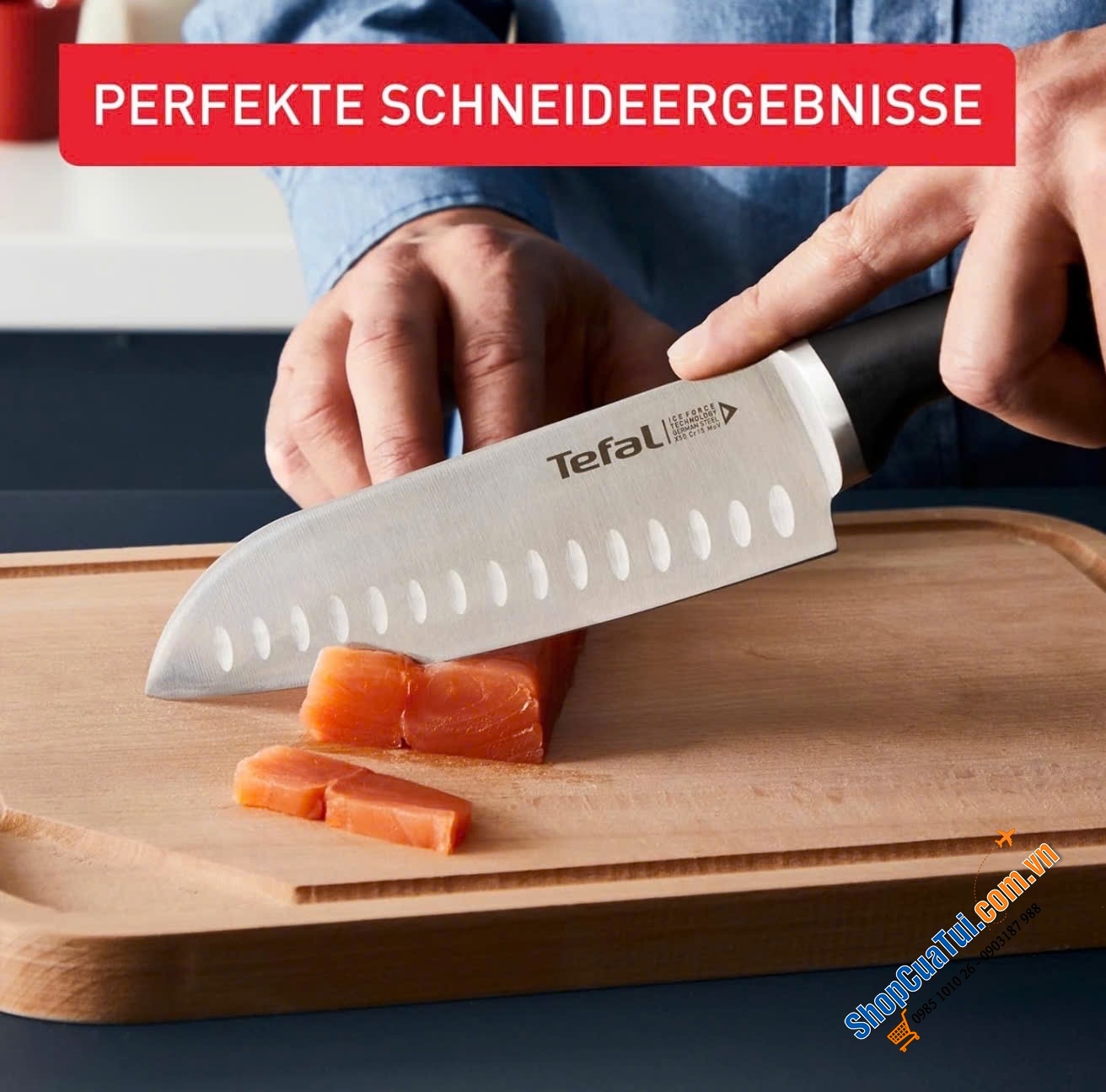 Dao Tefal Ice Force K23206 Santoku 18 cm mũi tù – Đỉnh cao của nghệ thuật cắt gọt